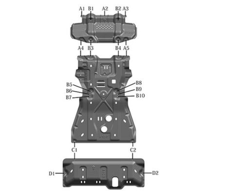 Bộ chứa nhiên liệu nhôm Chuyển trường Skid Plate cho Toyota Fortuner Original Car Matching