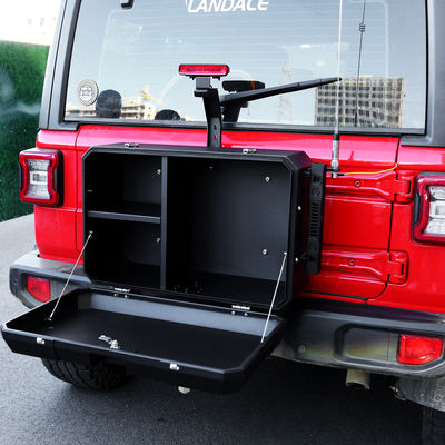 Bảng mở rộng cửa cửa sau Lắp đặt phía sau Hộp dụng cụ lưu trữ nhôm cho Jeep